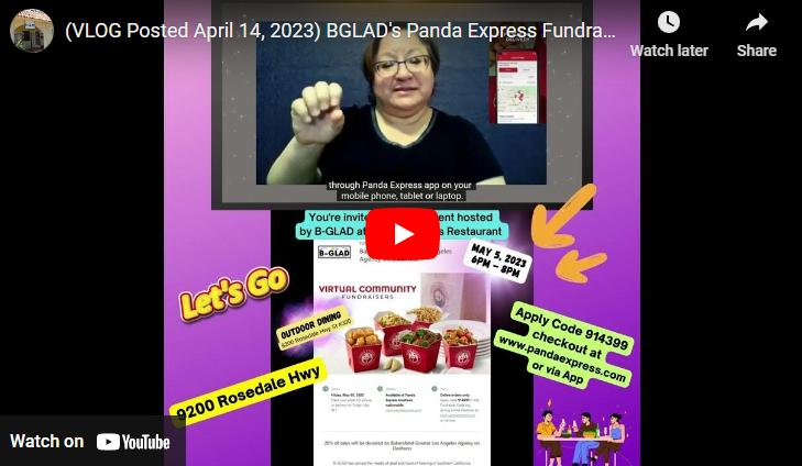 B-GLAD's Panda Express Fundraiser Event May 2023